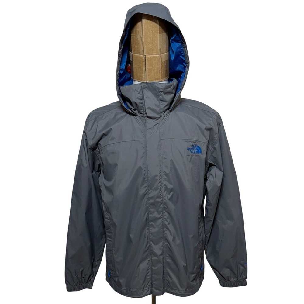 NEW The North Face Jacket Men Small Gray Resolve HyVent Full Zip Hood Rain Coat